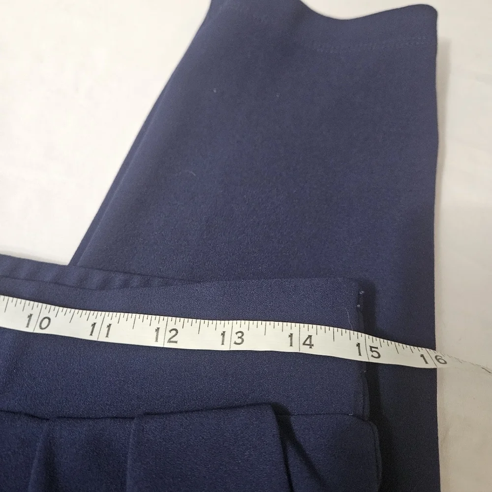 Shinestar Navy Blue Pull On Stretch Pleated Ankle Pants With Pockets Medium!